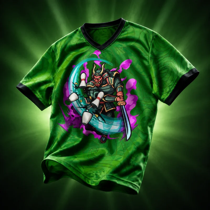 Grey Japanese Wave Background V Neck Bowling Jersey Samurai Strikers Samurai  Breathable Quick Dry Parent Child 3D Sports Tee
