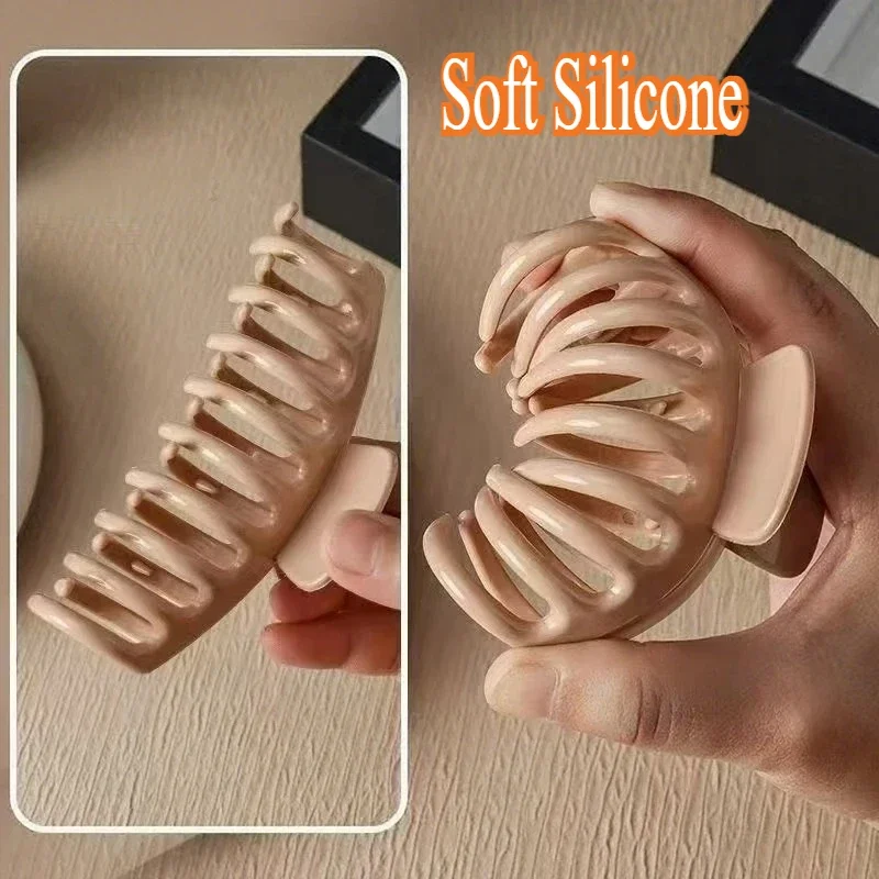 

2025 New Silicone Material Hair Claw Clip Crab Barrette Girls Ponytail Hair Claws Bath Clip Fashion Hair Accessories Headwear