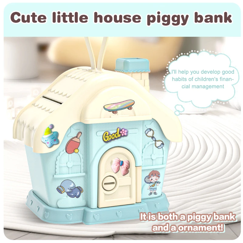 Portable Mushroom House Money Box Plastic Key Lock Cash Box Students Creative Piggy Bank Safe Savings Jar For Kids Adults Gift