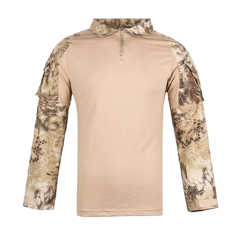 Men\'s Outdoor Tactical Hiking T-Shirts,Hunting Camouflage Long Sleeve Hunting Climbing Shirt,Male Breathable Sport Clothes