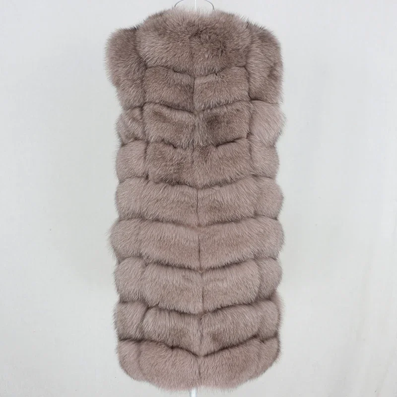 Femmes réel fourrure longue gilet manteau de haute qualité 2025 veste d'hiver naturel grande fourrure de renard moelleuse vêtements d'extérieur Streetwear épais chaud