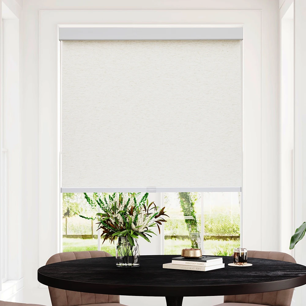 Persilux Cordless Roller Blinds  Natural Woven Fabric Light Filtering Window Treatmens for Windows