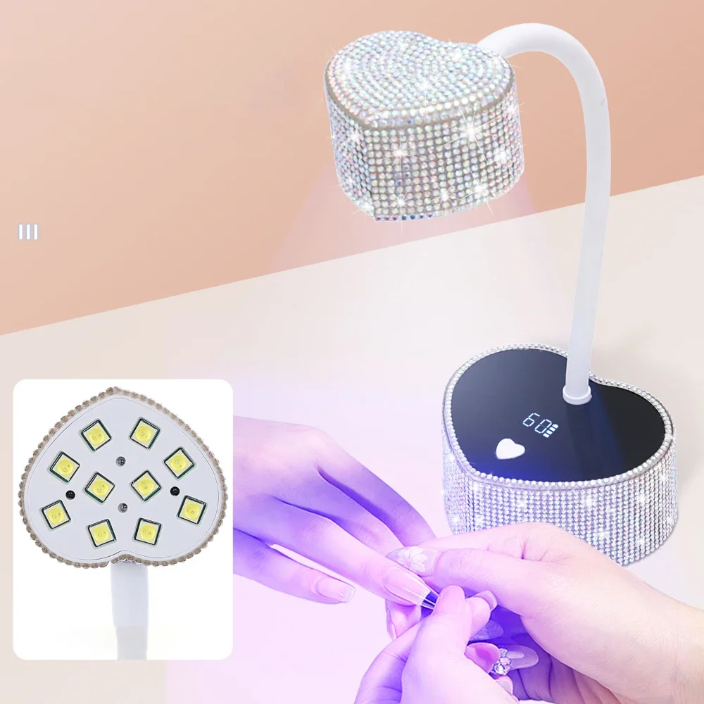 1PC Veelkleurige Stokboor Hart Nagellamp Draagbare Sneldrogende Elektriciteit Intelligente Sensor Lichttherapie Bakken Nagelgel Lampen
