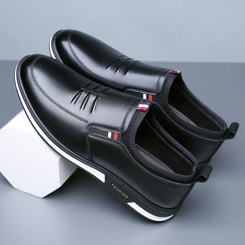 2024 Spring Autumn Soft Men Casual Shoes Black White Flat Leather Shoes Fashion Loafers Business Formal Single Shoes Sneakers