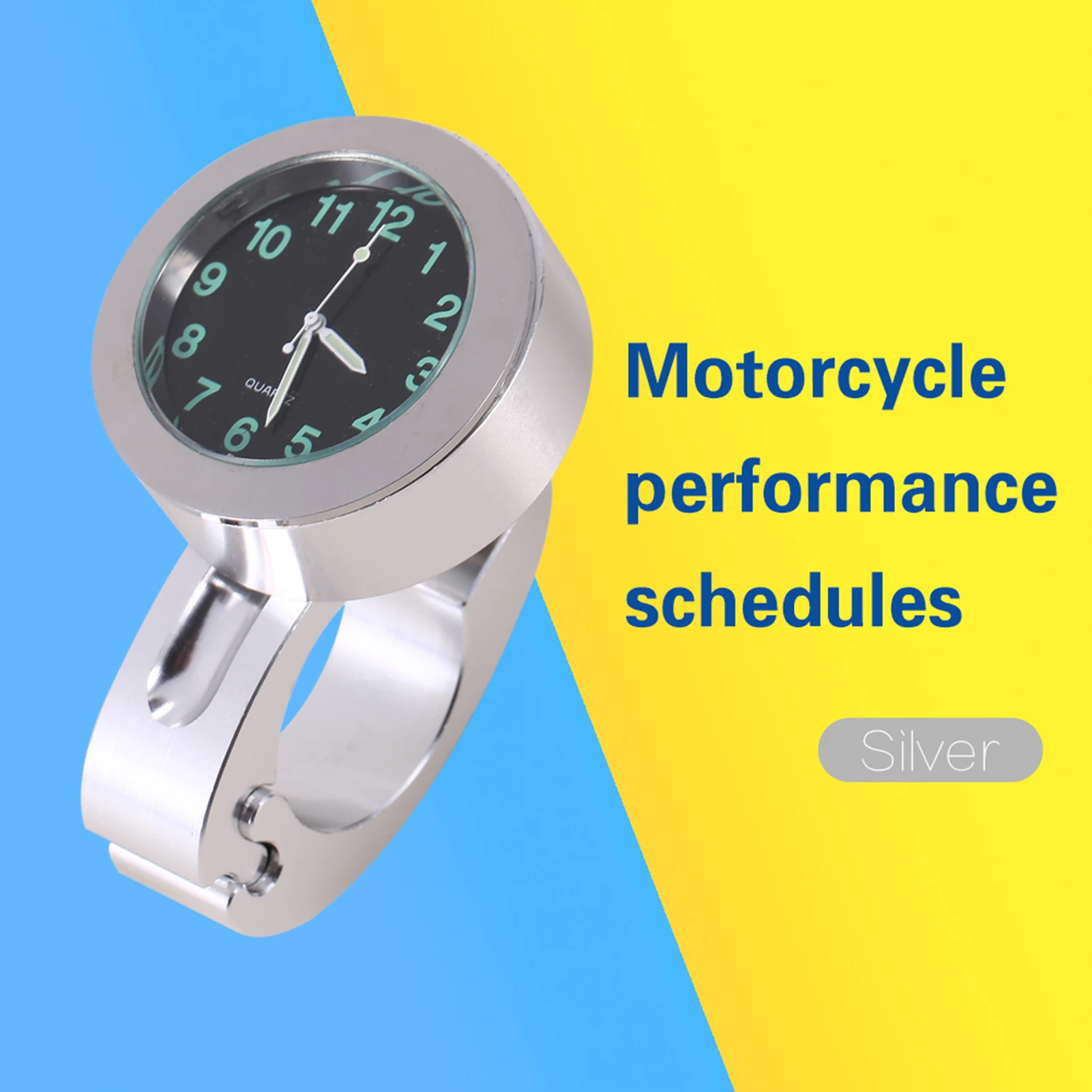 

Motorcycle Watch, 1pc Silver Motorcycle Waterproof Handlebar Glow Mount Clock Watch Universal