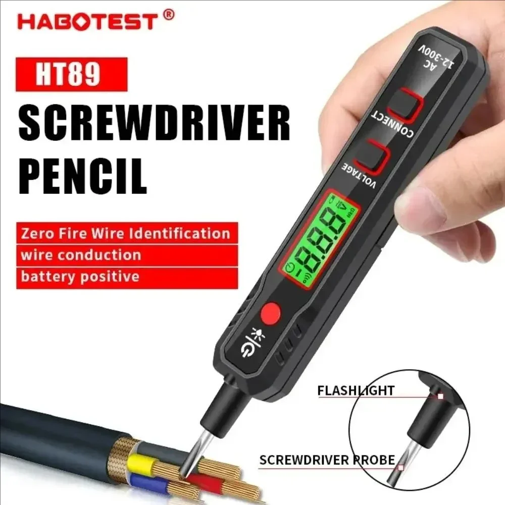 HT89 LED Non-Contact Voltage detector indicator  Profession Smart test pencil Live/phase wire Breakpoint NCV Continuity Tester