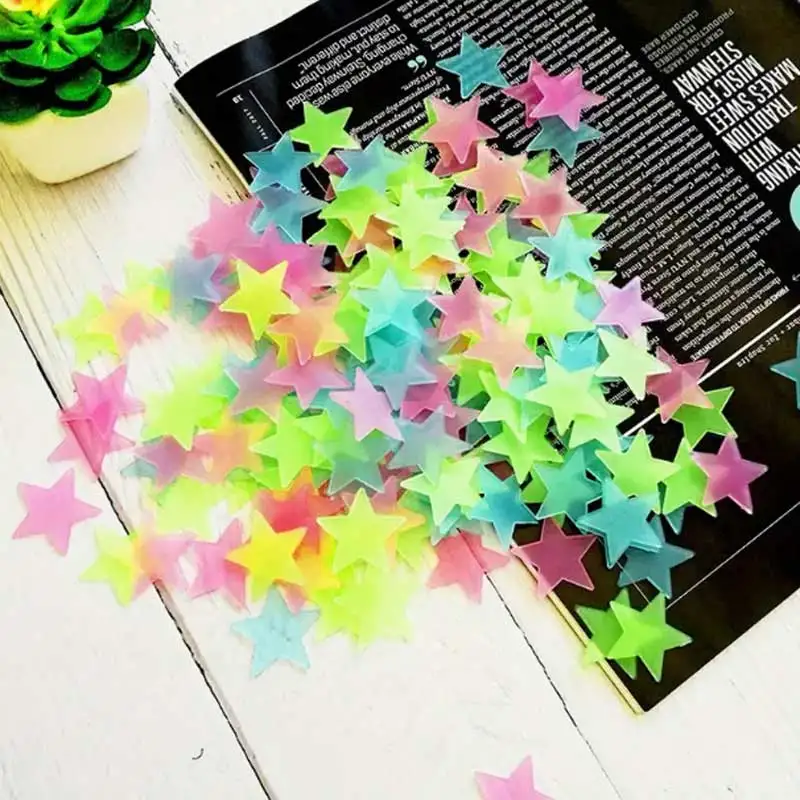 100Pcs Luminous Stickers Stars Wall Stickers Bedroom Luminous Stickers Fluorescent Three-dimensional Wall Stickers image 6