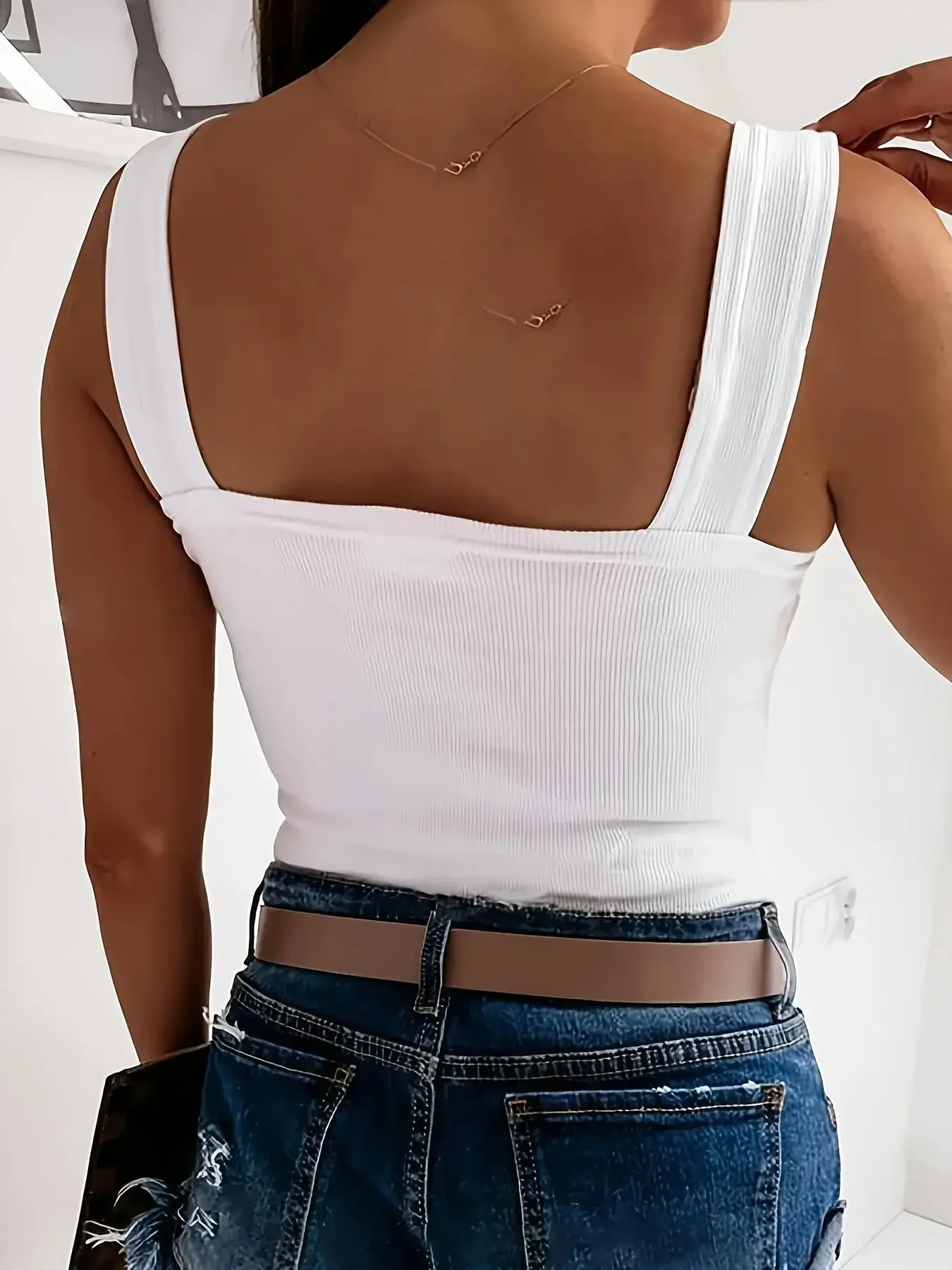 Moda damska plus size 1XL-5XL, gładkie topy bez rękawów, damskie codzienne luźne topy na lato z dekoltem w serek.