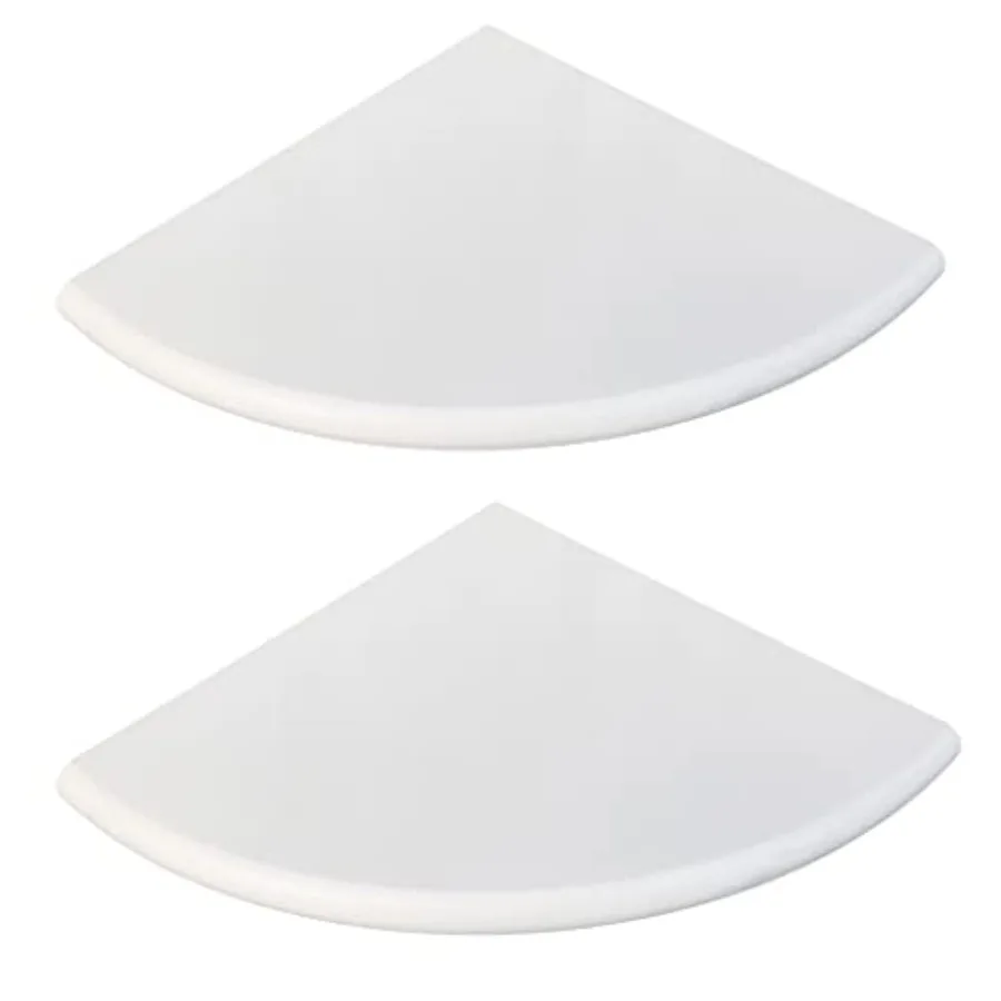 

2 Pcs White Marble Corner Shower Shelf for Bathroom 9'' x 9'' x 0.8'' Marble Corner Shelves for Bathroom Wall Mounted Both Side