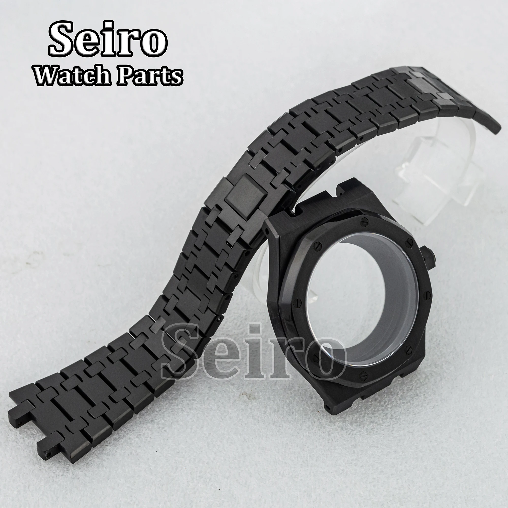 42mm Watch Case Strap Sapphire Glass Stainless Steel Octagon 10ATM Waterproof for 31.8mm Dial Royal NH35 NH36 Movement