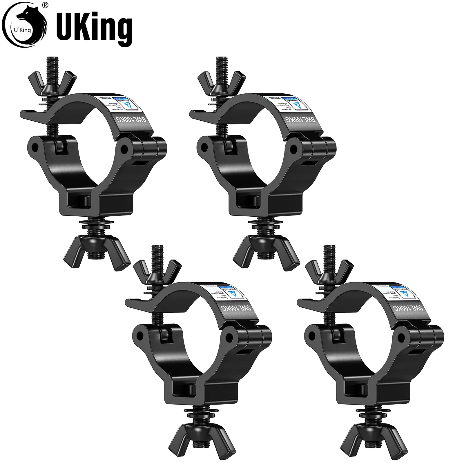 

U'King 4Pcs Heavy Duty Black Truss Clamps Stage Lighting Hooks For Hanging DJ Lighting Par Lights Spot Lights