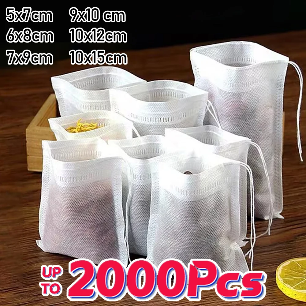 100-2000 Uds. Bolsitas de té desechables, bolsitas de té perfumadas con hilo, papel de filtro curativo para té suelto de hierbas, accesorios de cocina, herramientas