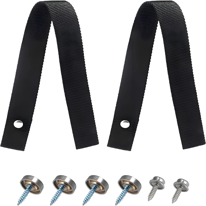 Marine Boarding Ladder Strap for Quick Securing and Removal, Black Woven Nylon with Metal Hardware for Boat Use R6FB