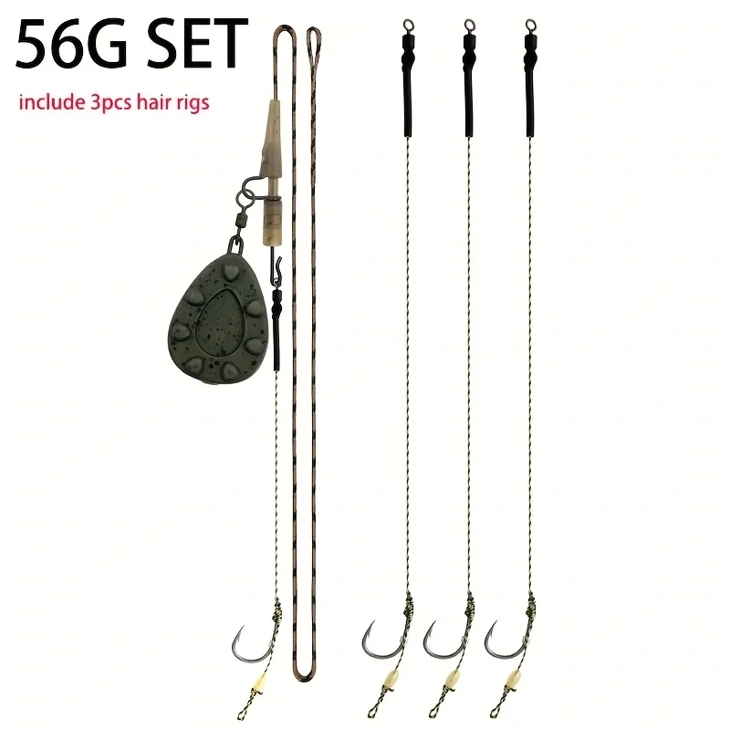 Carp Fishing Pre-tied Rig Set - Leadcore Leader with 6 Hair Rigs & Sinker Weights: 56g / 71g / 85g / 99g / 113g / 128g image 3