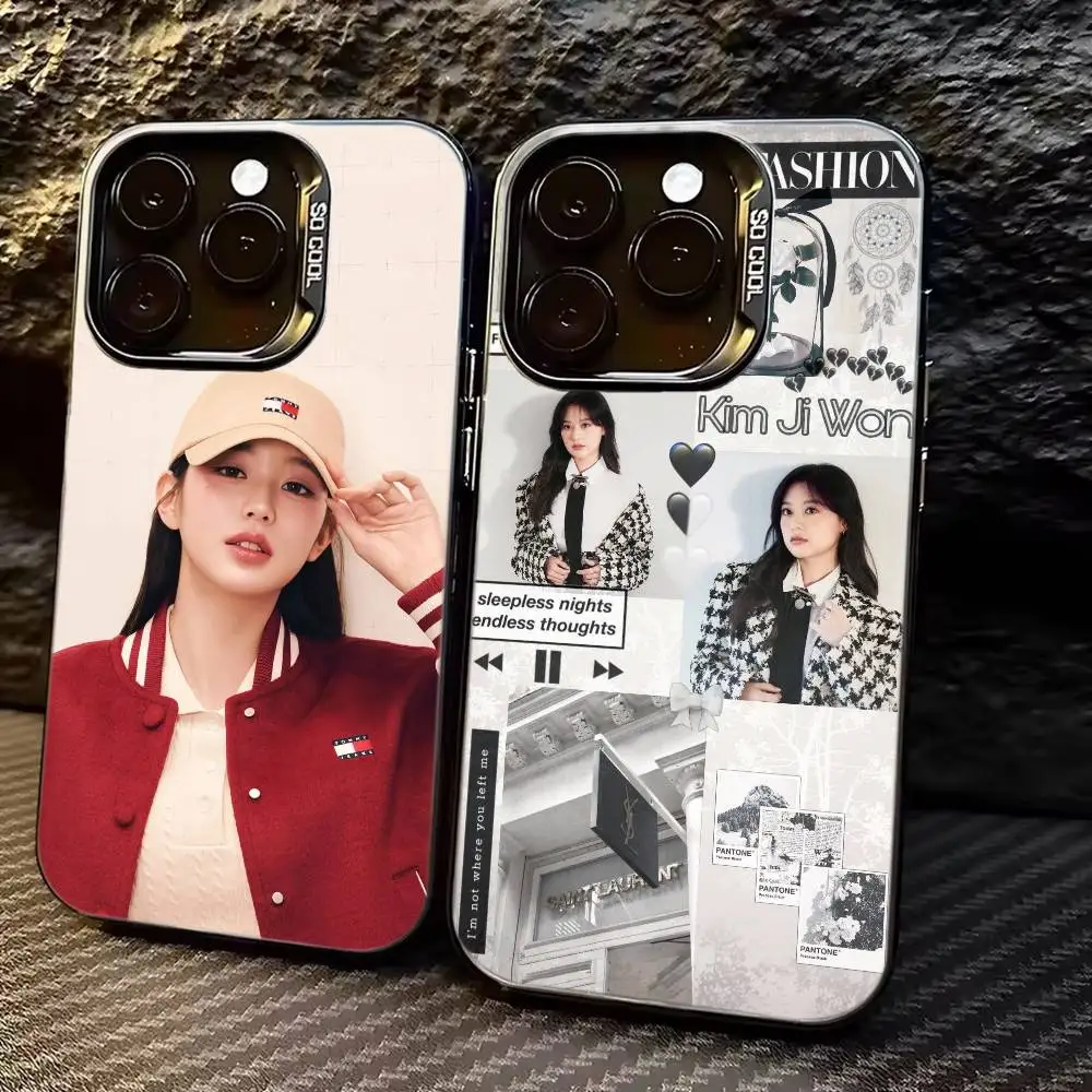 

Kim Ji-won Hot Korea Actress Phone Case For iPhone 17,16,15,14,13,12,11 Plus,Pro Max,XS,Colored Silver Plated Inside Cover