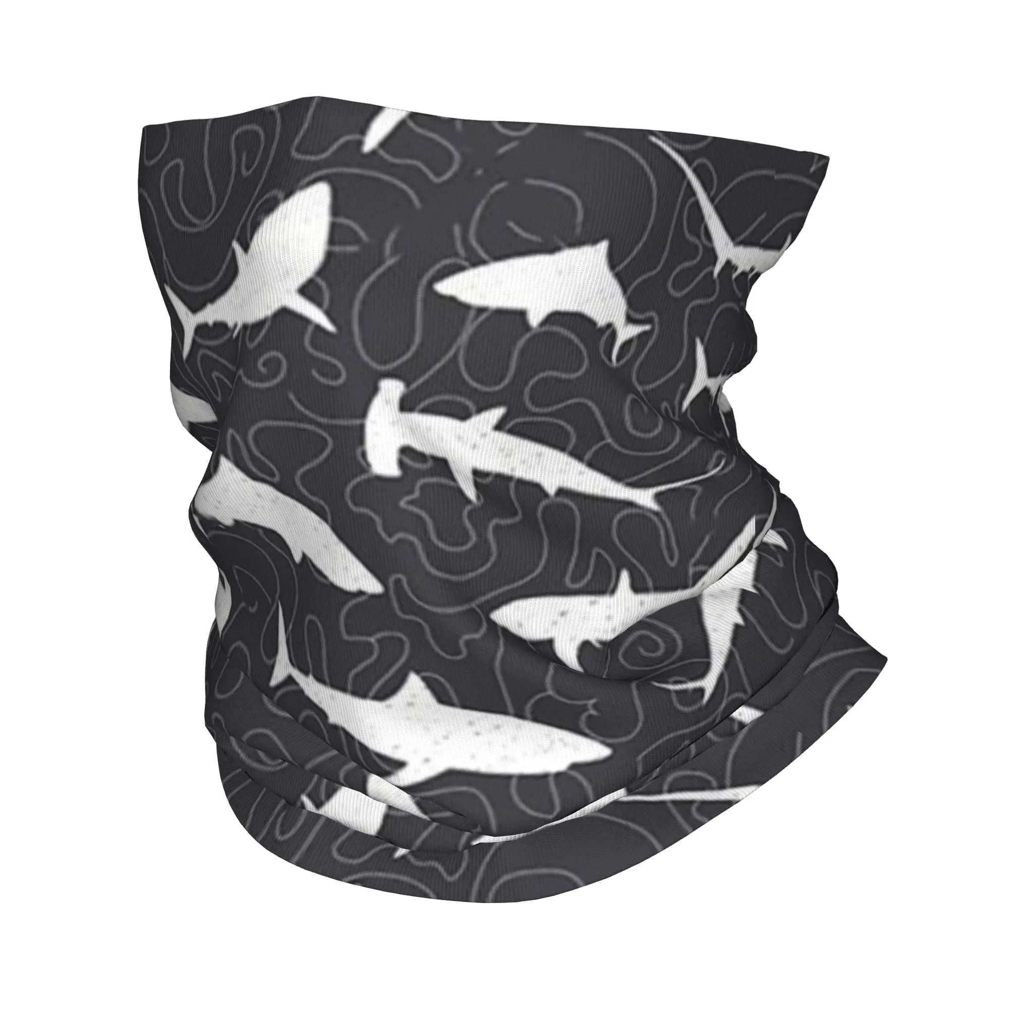 

Shark Frenzy Pattern Bandana Neck Gaiter Printed Underwater Magic Scarf Multi-use Balaclava Hiking for Men Women Adult Winter