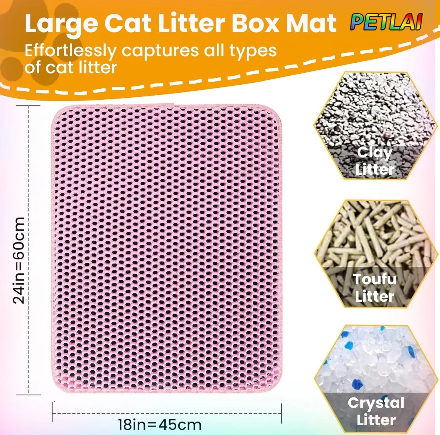 Cat Litter Mat Double Layer Pet Non Slip Big Pet Litter Box Filter MatWear Resistant Waterproof Anti-slip Cat Litter Mat
