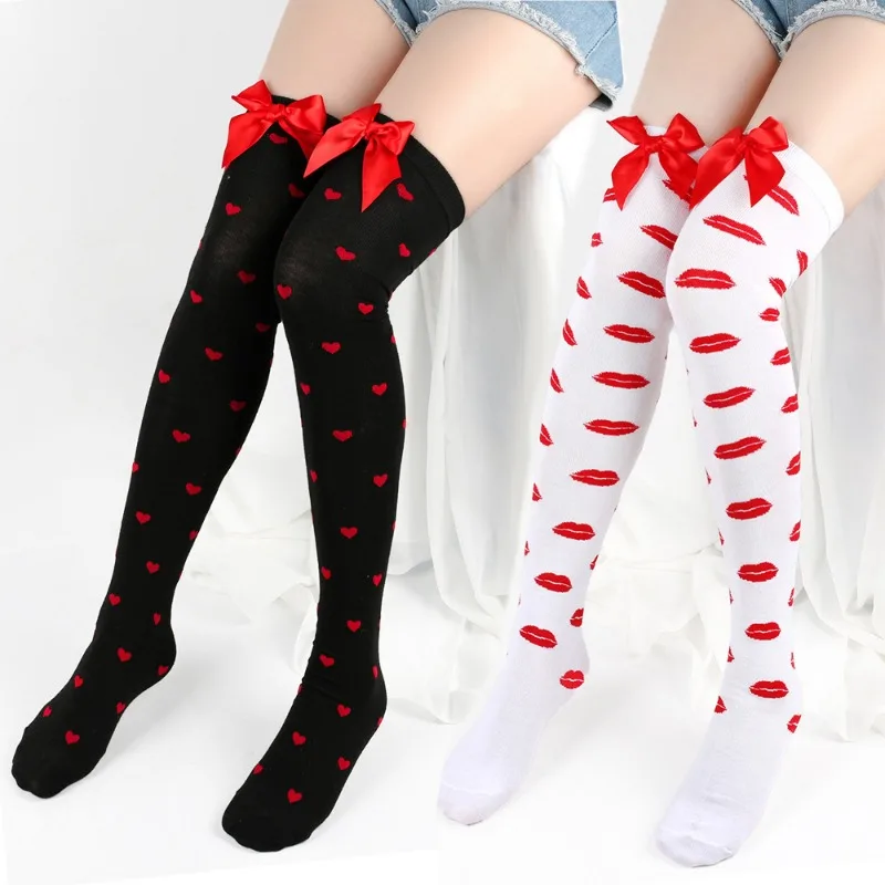 Love-loving Lovers Save Money on Stockings for Date Parties Knee-length Stockings with Cute Bows Long Stockings with Pretty Bows