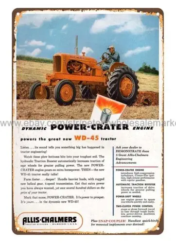 1954 Allis-Chalmers Tractor Power-Crater Engine metal tin sign the wall poster