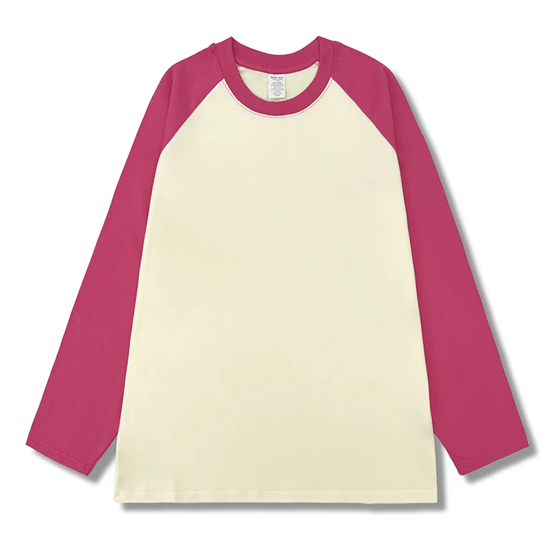 200GSM 100% Cotton Fabric 2024 New Autumn Fashion Women\'s O Neck T-Shirt Female Loose Long Sleeve Shirt Patchwork Style Tops