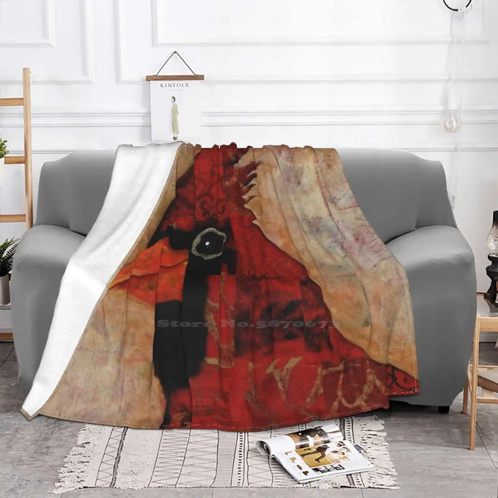 Abstract Mixed Media Cardinal On Printed Paper Background For Home Sofa Bed Camping Car Plane Travel Portable Blanket Northern