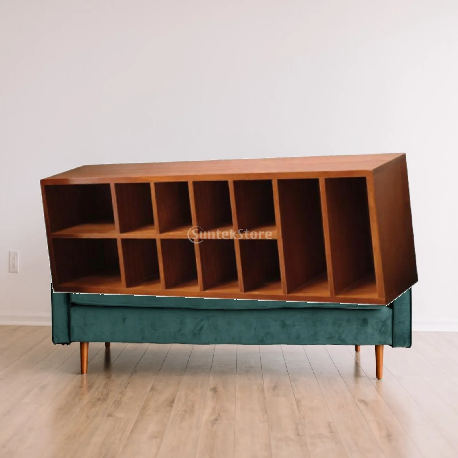 Wooden Display Shelf 12 Compartments Space Saving Shelf Wall Mounted or Tabletop for Perfume Cosmetics Countertops