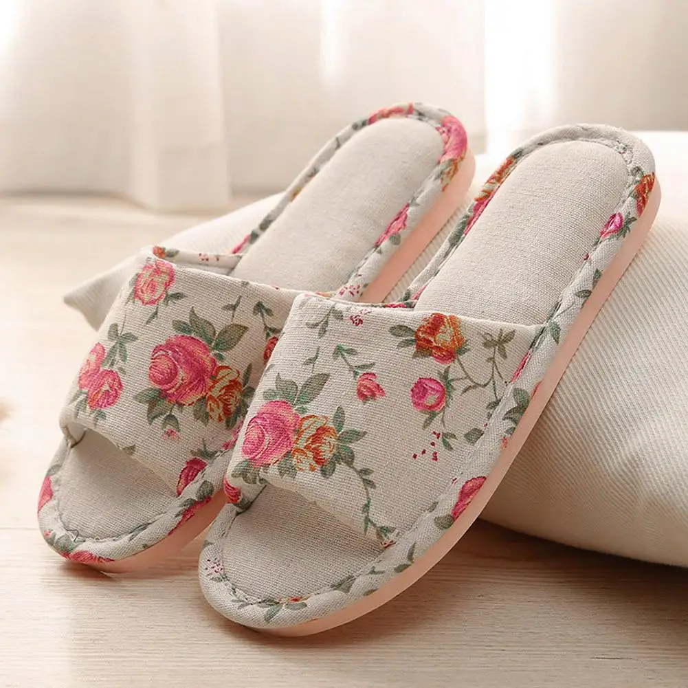 

Fashion Floral Slippers Women Casual Comfortable Indoor Home Flat Shoes Anti Slip Sandals Spring Autumn September Essential