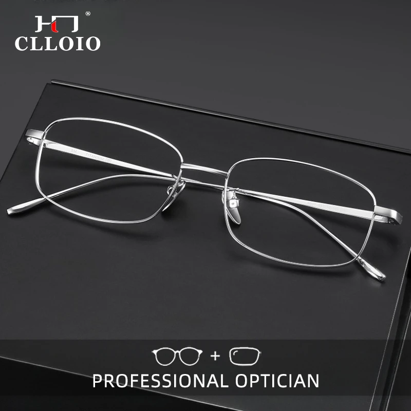 

CLLOIO Ultra Light Myopia Pure Titanium Anti Blue Light Glasses for Men Reading Small Box Glasses Prescription Optical Glasses