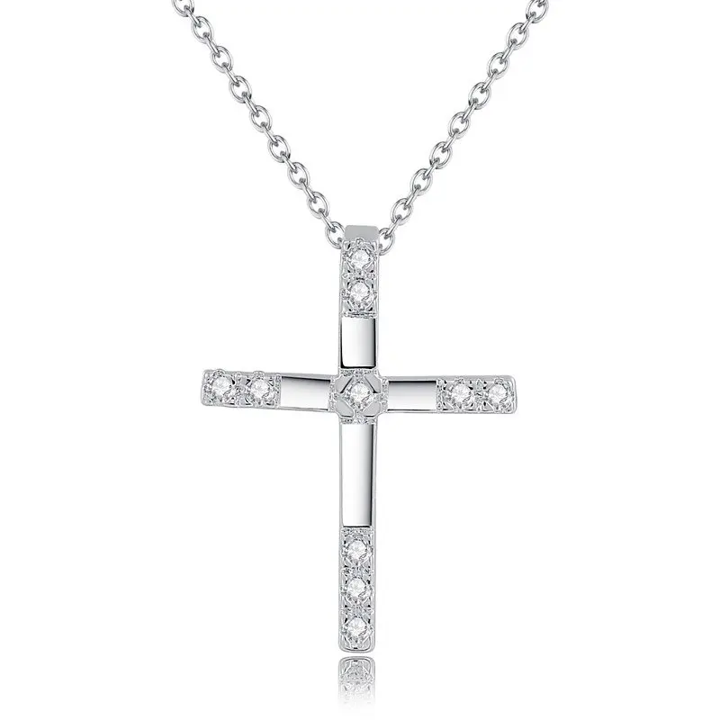

18-24 Inches 925 Sterling Silver 30MM Fine Cross Zircon Women Men Necklace For Charm Fashion Wedding Gift Jewelry Party