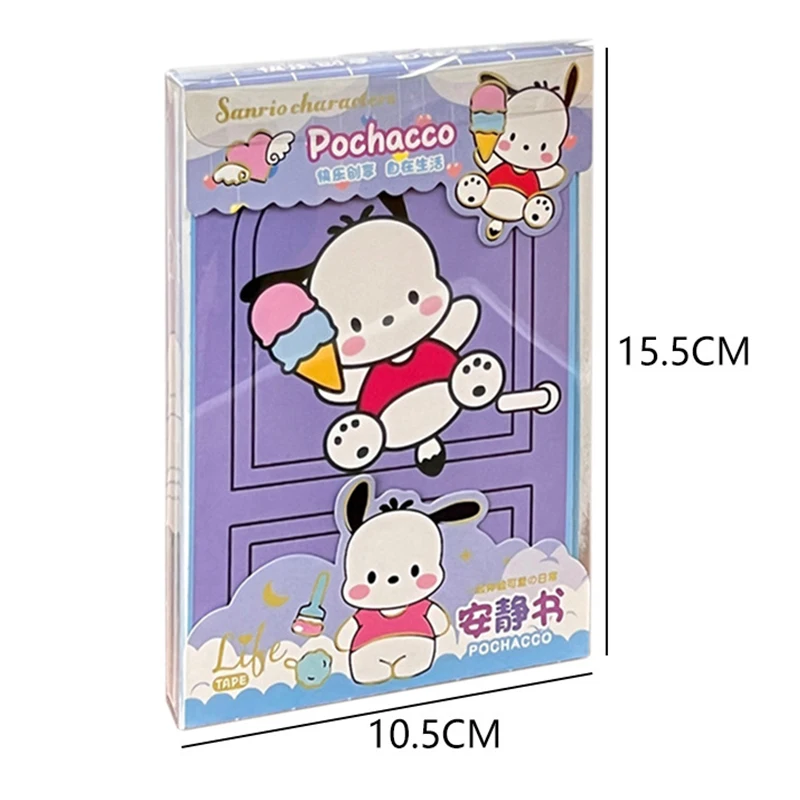 Sanrio สติกเกอร์ลายการ์ตูน Kawaii My Melody Cinnamoroll pochacco Kuromi Hello Kitty เกมสติกเกอร์ที่เงียบสงบหนังสือ DIY วัสดุแพ็คสำหรับเป็นของขวัญเด็ก