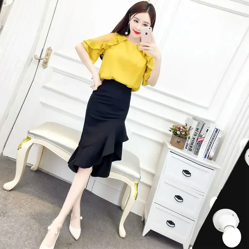 Female Outfits Midi Printing Skirt Party Women\'s Two Piece Set Sexy Top and Bottom Vacation 2024 Korean Style Vintage Korea Full