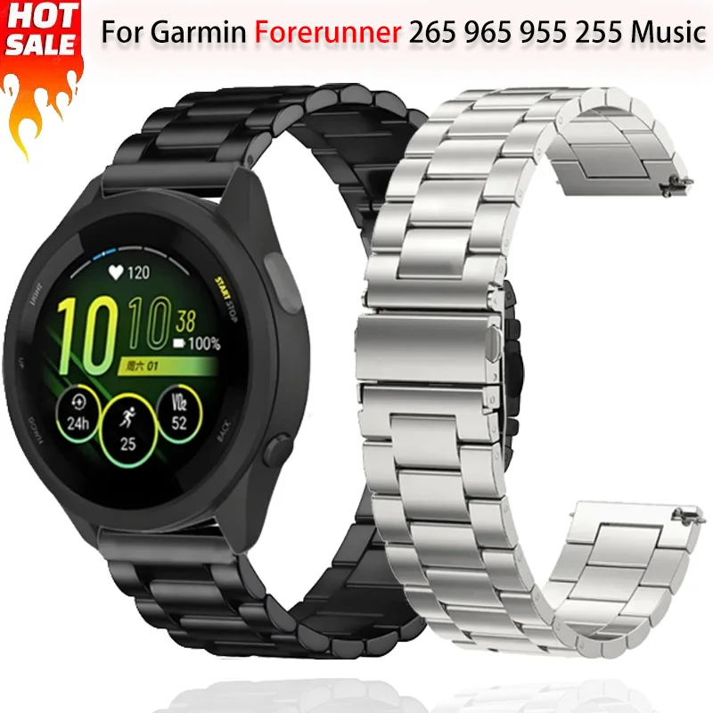 22 مللي متر معدن الفولاذ المقاوم للصدأ حزام ل Garmin Forerunner 265 965 955 255 الموسيقى سوار رياضي معصمه حزام ل Garmin Venu 3/2
