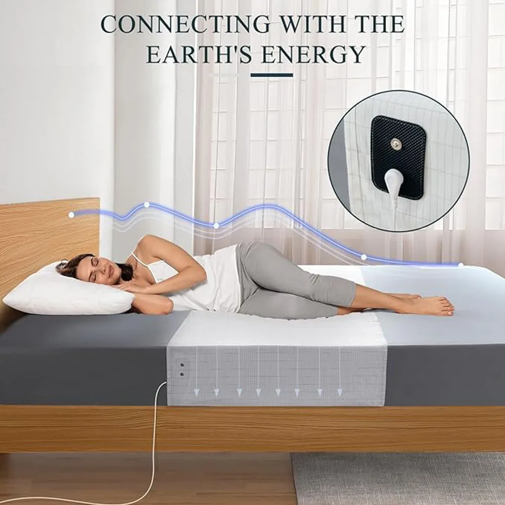 Good for sleeping Grounded Half bed sheet 90*265cm  Earthing  with Grounding Connection Cord - Silver Antimicrobial Conductive