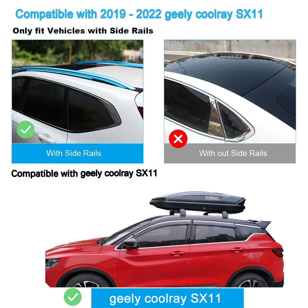 SHITURUI 2Pcs Roof Bars for geely coolray SX11 2019  2021 2022 Aluminum Alloy Side Bars Cross Rails Roof Rack Luggage Carrier