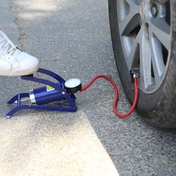 Portable Air Pump Inflator With Pressure Gauge High Pressure Bike Floor Foot Pump For Basketballs Airbed Motorbike Tyres Car