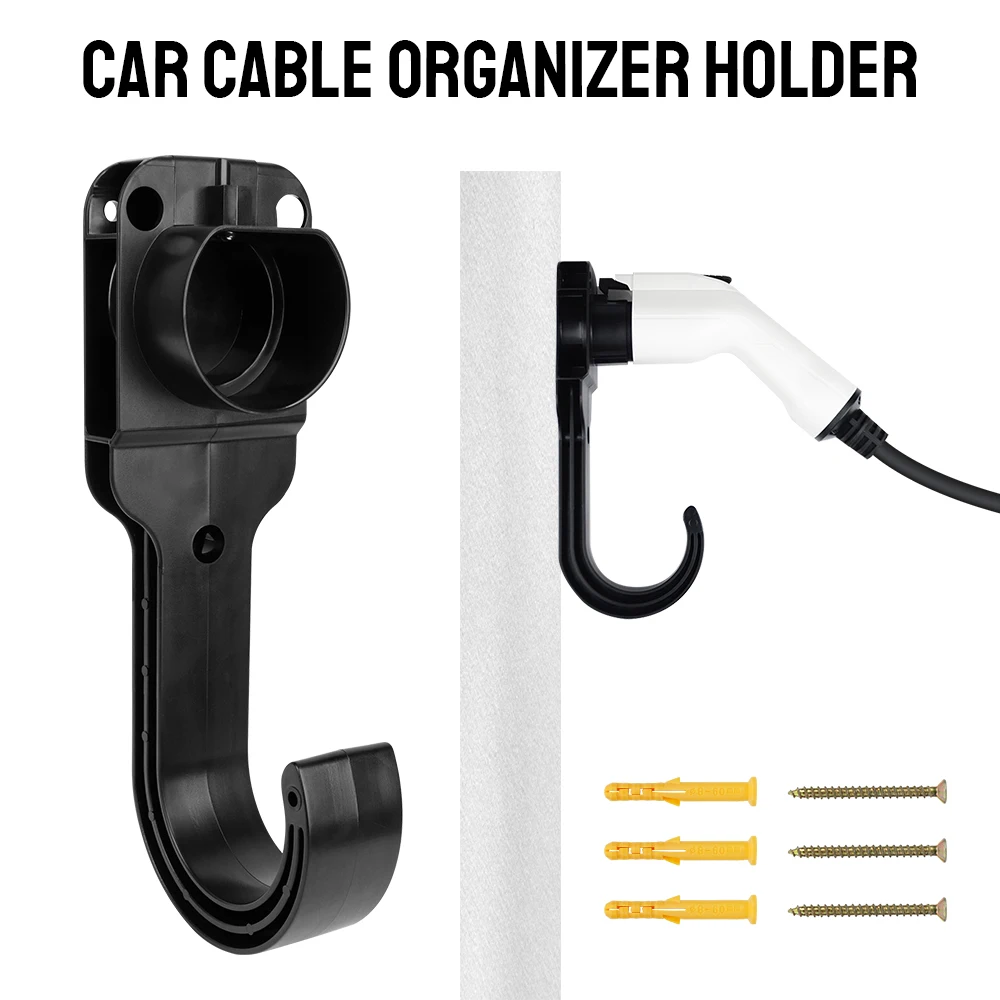 For Type 2 EV Charger Cable Holder Stand Socket Bracket EU Plug Connector For Tesla Electric Car Charging Gun Adapter Universal