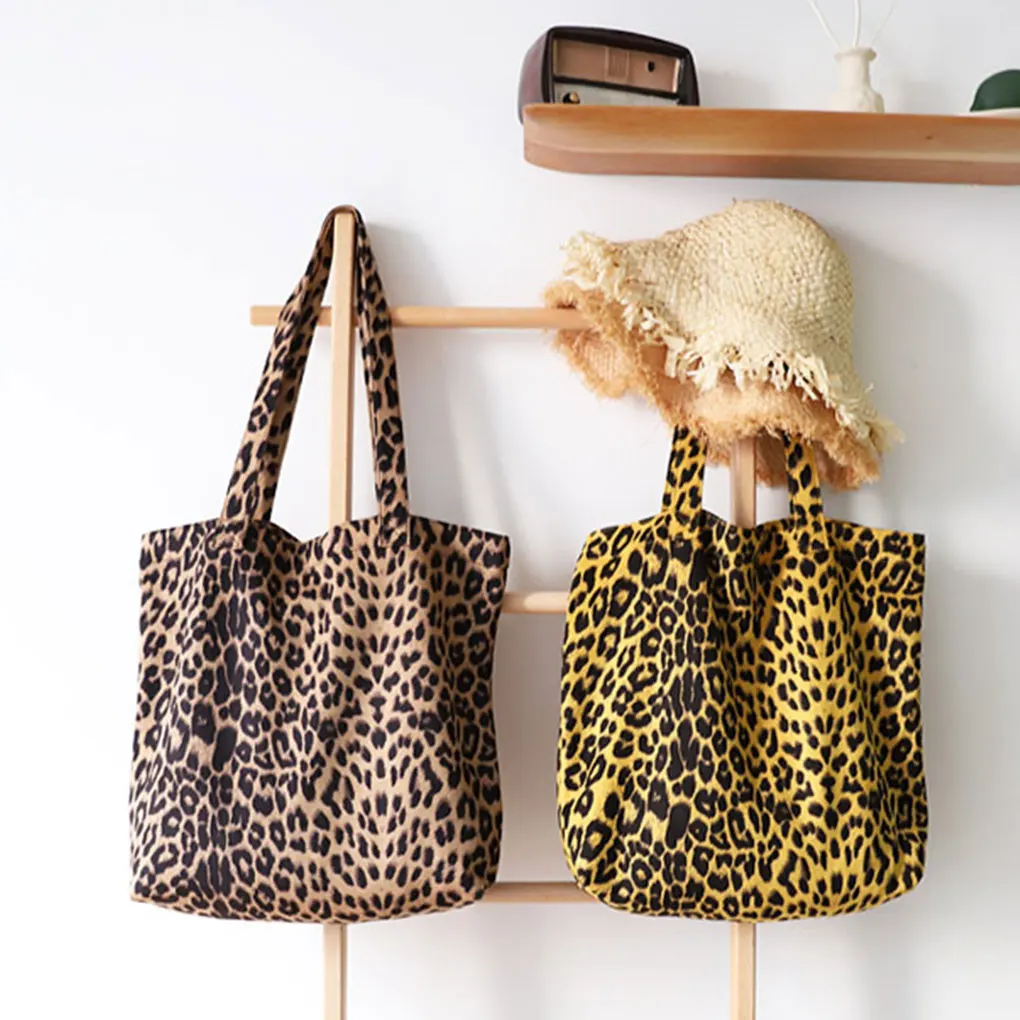 Retro Soft Plush Women Shoulder Bag Winter Warm Totes Leopard Print Animal Print Large Capacity Handbag