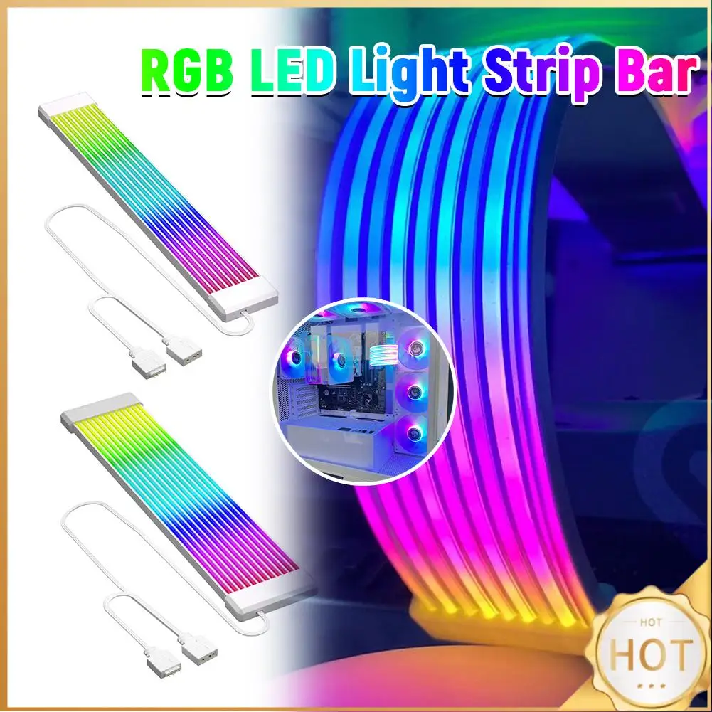 

5V 3Pin PC RGB GPU Cable 8Pin 24Pin PSU RGB Cable Extensions Flexible LED Strip Light DIY Kit for Computer Power Supply