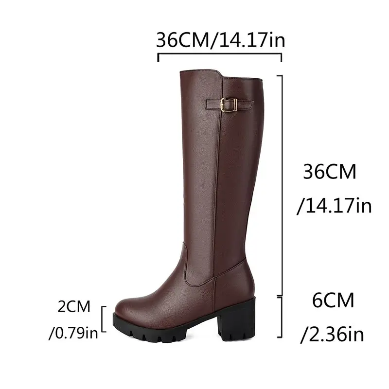 REAVE CAT Motorcycle Boots Women Round Toe Block Heels 6cm Platfrom 2cm Size 45 46 Daily Bota