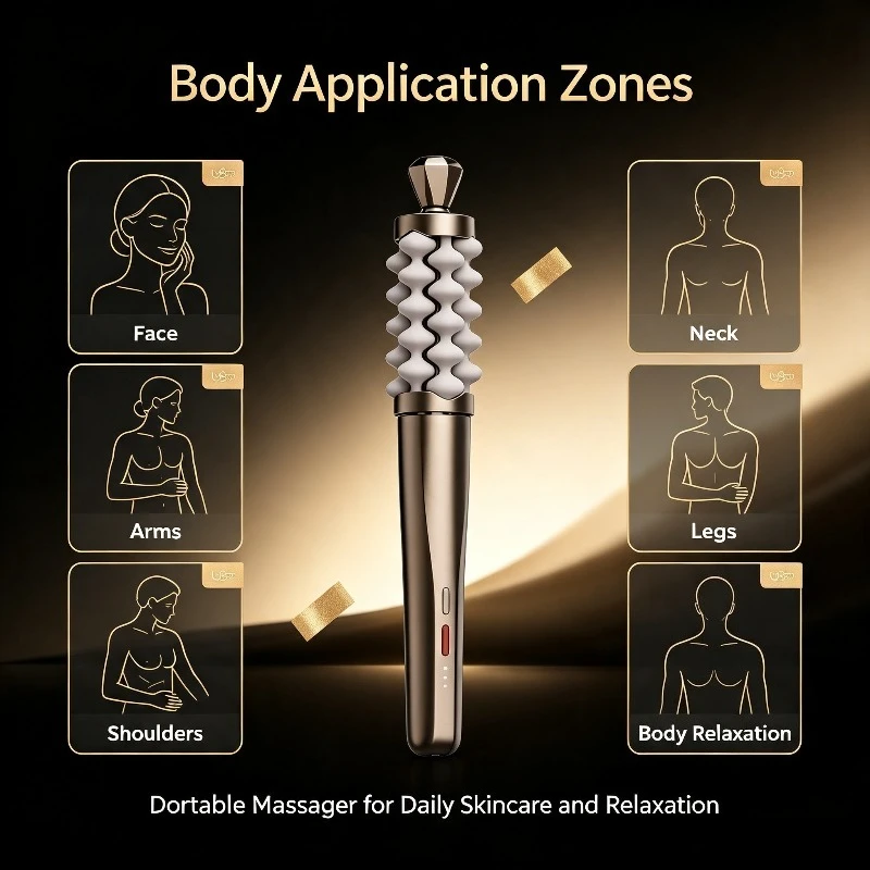 Luxury Premium Facial Neck Massager Wand, Anti‑Aging Lifting Sculpting Beauty Device for Home Skin Wellness Care Treatment