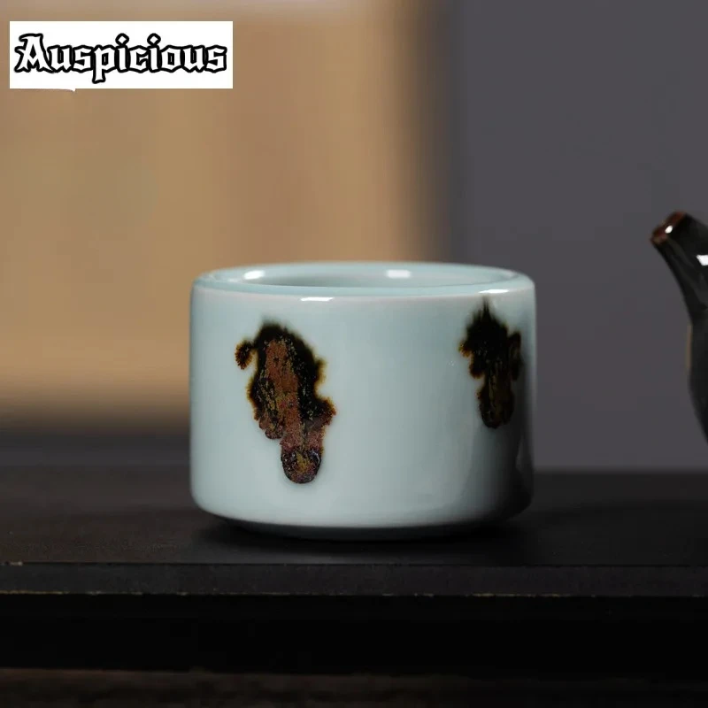 

90ml Longquan Celadon Dot Painting Teacup Antique Tea Bowl Cup For Tea Tea-tasting Fragrance Cup Jianzhan Master Cups Teaware