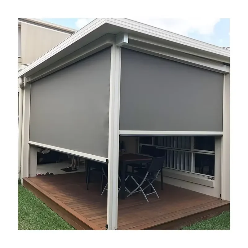 2x2.5M Electric Balcony Vertical Outdoor Patio White Black Zip Screen Rail Track Motorized Roller Blind Kit Set