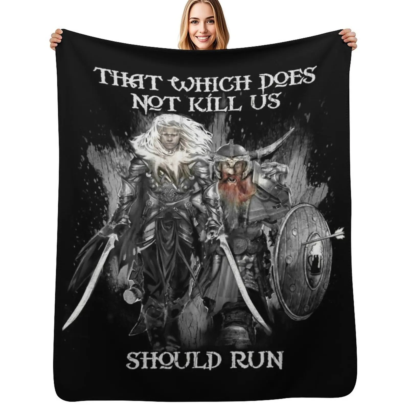 

Drizzt Do'Urden and Bruenor Battlehammer Throw Blanket Plush Stuffeds Sofa Quilt Soft Plaid Blankets