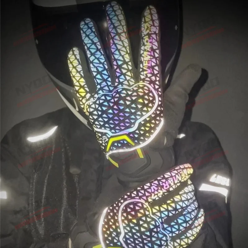 

Men's and Women's Motorcycle Riding Gloves Four Season Protective and Anti Fall Bicycle Colored Reflective Touch Screen Gloves