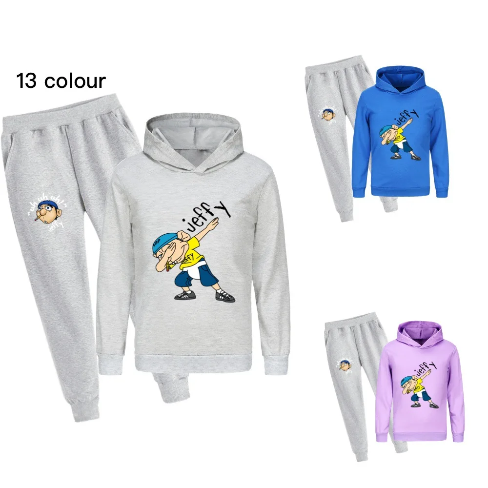 Girls Cartoon Jeffy Puppet Clothes Kids Long Sleeve Hoodies+Jogging Pants 2pcs Set Toddler  Outfits Teenager Boys Tracksuit250