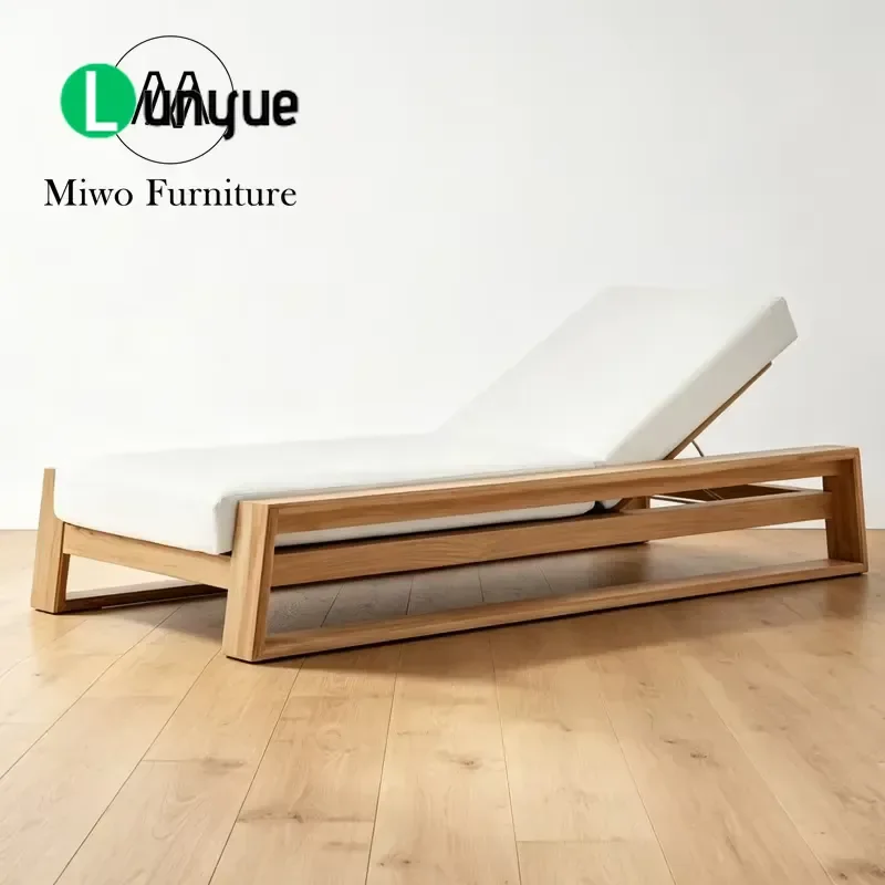Modern Solid Teak Lounge Chair High Quality Fully Waterproof Upholstery Outdoor Garden Furniture Deck Bed Durable Comfortable
