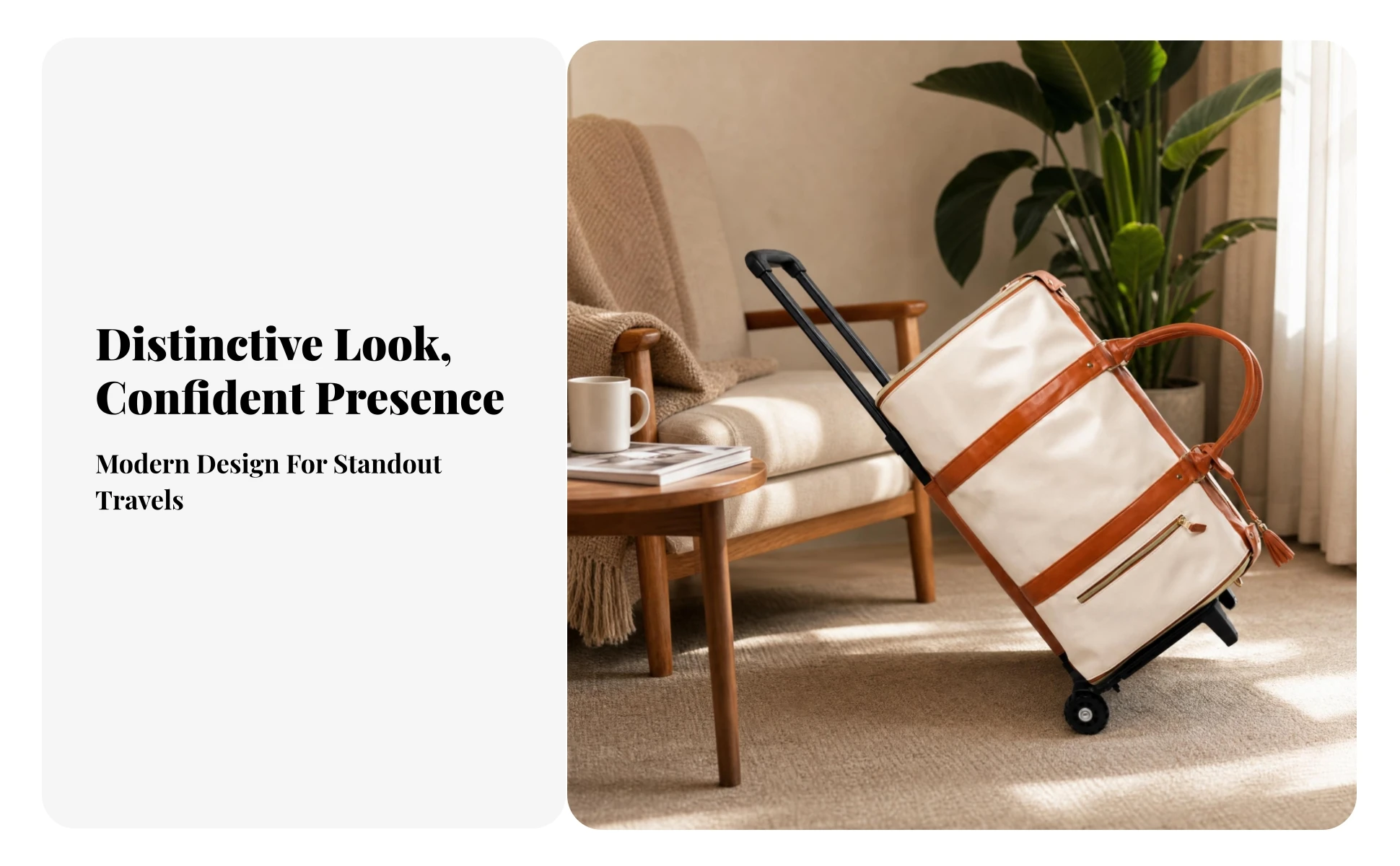 Rolling Garment Bag Contrast Trim Two Wheels Travel Luggage Secure Zipper Trolley Garment Bag