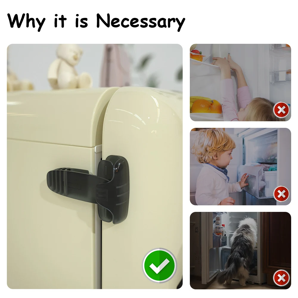 Child Safety Fridge Lock Single-Door Refrigerator Lock for Kitchen Child Protection Kids Safety Care Freezer Lock