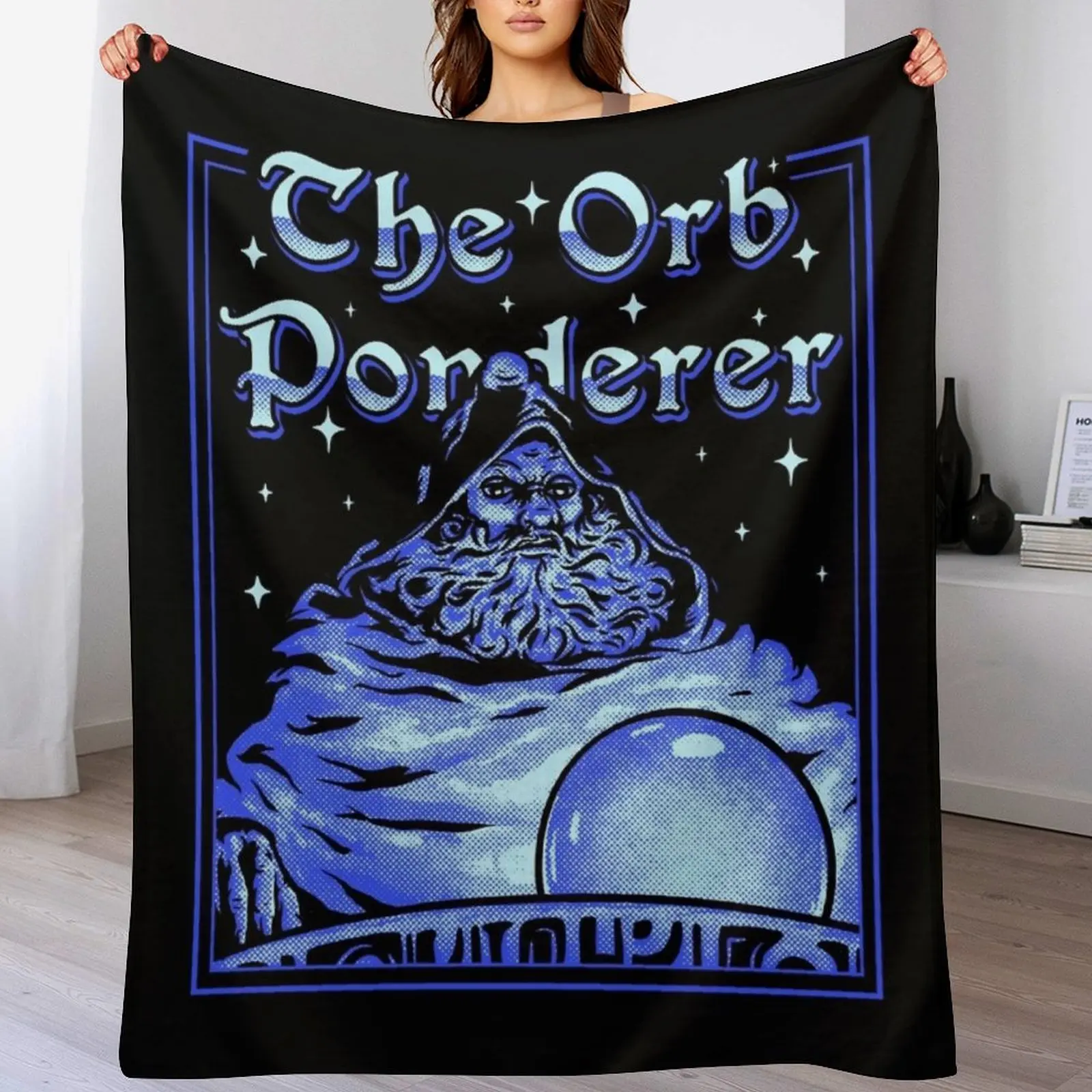 

The Orb Ponderer - Pondering Orb Wizard with Magic Ball Magician MEME Throw Blanket Soft Home Decor Blanket for Couch Bedroom