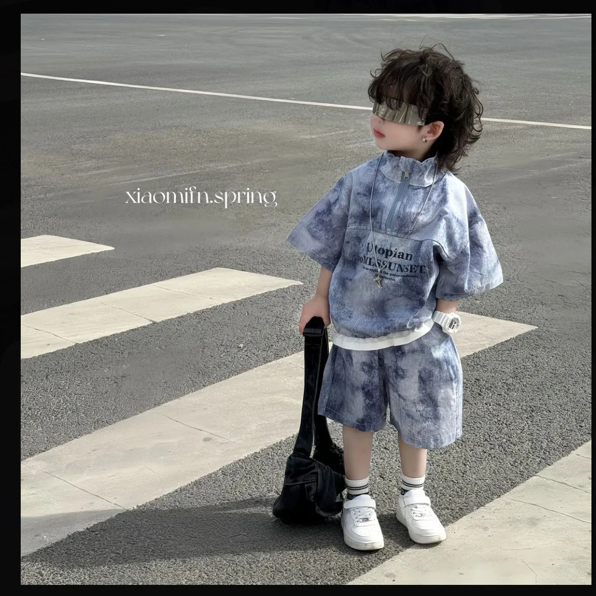 

Summer Boys Clothing Set Fashionable New style Children's Tie Dye Short Sleeved Polo Shirt Shorts Two-piece Set